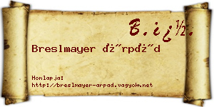 Breslmayer Árpád névjegykártya